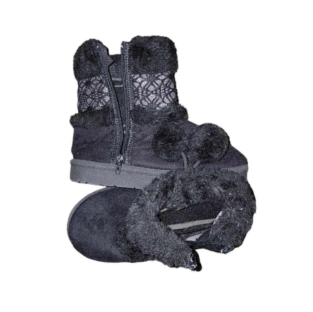 Swiggles Girls Black Zip Up Ankle Boots, Size 8